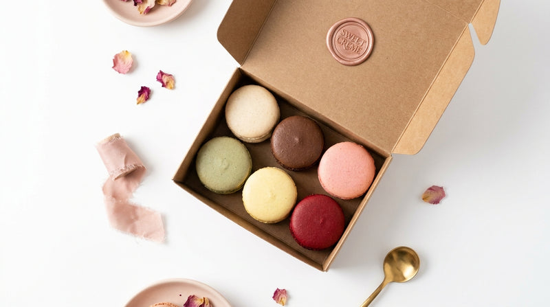 The Signature Collection — six French macarons in vanilla, chocolate, strawberry, pistachio, lemon, and red velvet